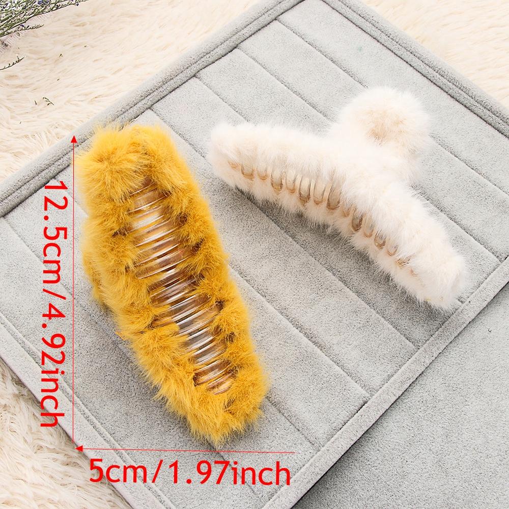 Kẹp Tóc Càng Cua Đính Lông Giả Phong Cách Hàn Quốc 1 #