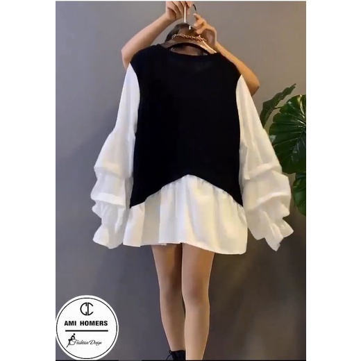 Áo liền thân thời trang ami dáng xòe cổ tròn tay phồng - A01 | BigBuy360 - bigbuy360.vn