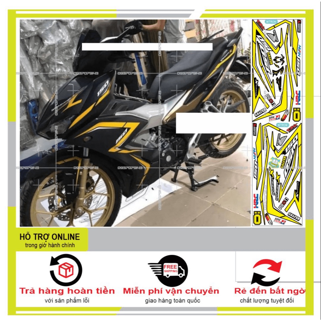 TEM XE WINNER X VÀNG ĐEN DÁN XE ĐEN -- SHIN DECAL 2