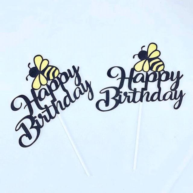 Que cắm Happy Birthday con Ong (15.16)