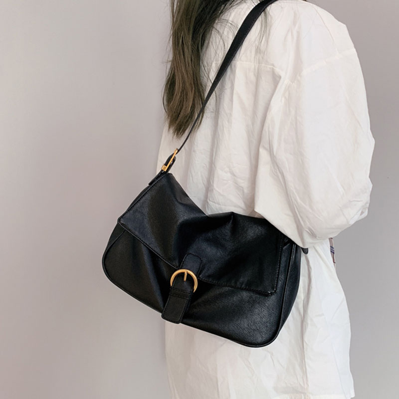 Túi xách đeo vai bằng da màu trơn thời trang