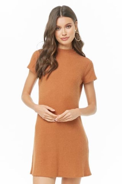 Đầm len suông F21 Brushed Mock Neck Mini Dress