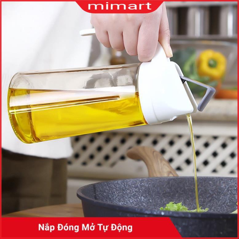 Bình đựng dầu ăn 630ml, chai đựng dầu ăn nước mắm xì dầu tự động đóng mở nắp