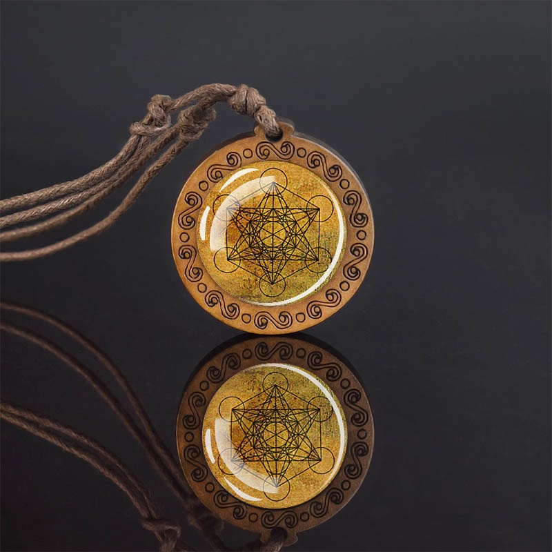 Vòng cổ Mặt Gỗ Tròn Họa Tiết Mandala Thời Trang