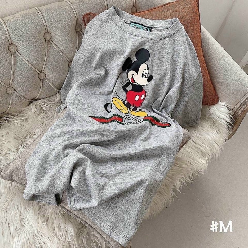 Áo pull mickey tone màu ghi lông chuột