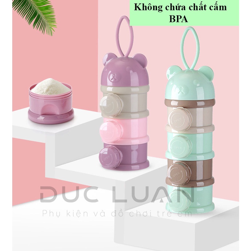 Hộp chia sữa 3 ngăn có vòi riêng - hộp đựng sữa 4 ngăn cho bé đi chơi