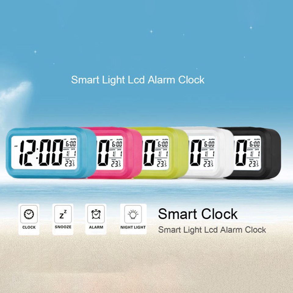 Đồng Hồ Báo Thức Điện Tử Màn Hình Lcd Hiển Thị Lịch Có Đèn Nền