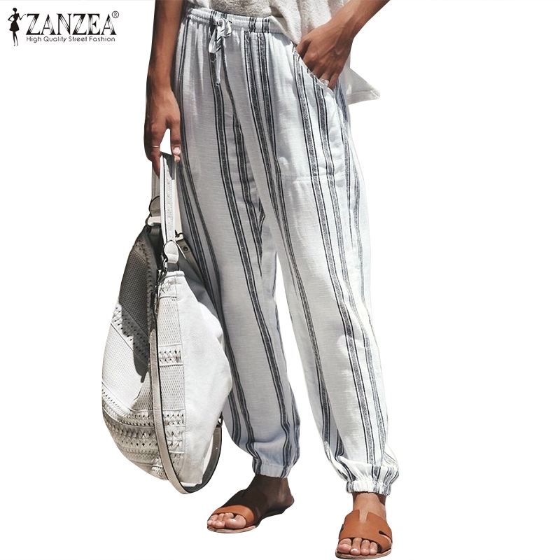 Quần Dài Ống Rộng Lưng Dây Rút Phong Cách Năng Động Trẻ Trung Dành Cho Nữ ZANZEA