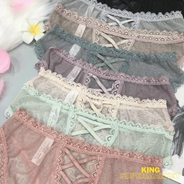 Quần Lót Ren Viền Kết Hợp Dây Chéo Mã QL006