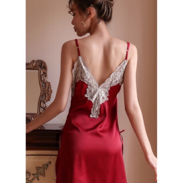 Váy Ngủ Sexy Đồ Ngủ Lụa Ren Quảng Châu Cao Cấp F03 | BigBuy360 - bigbuy360.vn