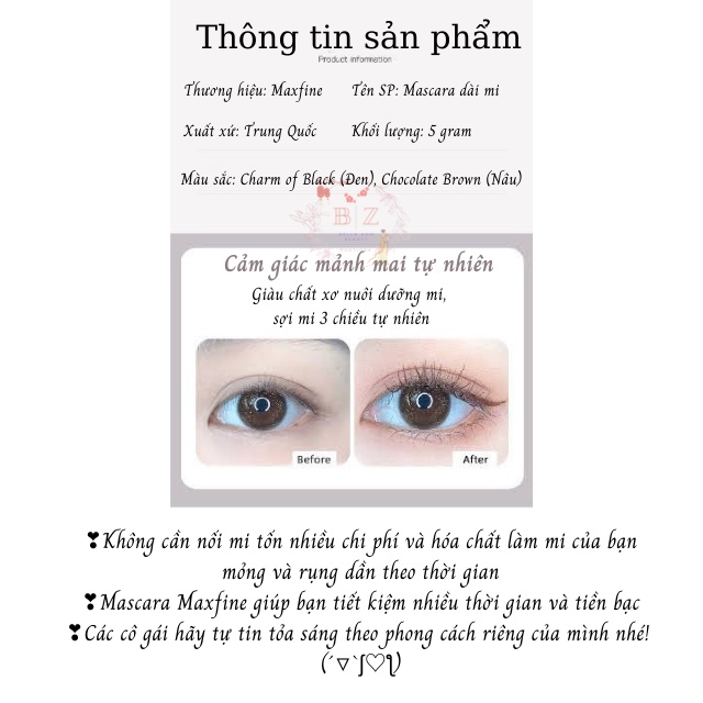 Mascara xoay 360 độ Maxfine, đầu cọ mảnh 2.5MM giúp mi cong dài chuốt từng sợi mi nhỏ nhất - BellaZom Beauty | BigBuy360 - bigbuy360.vn