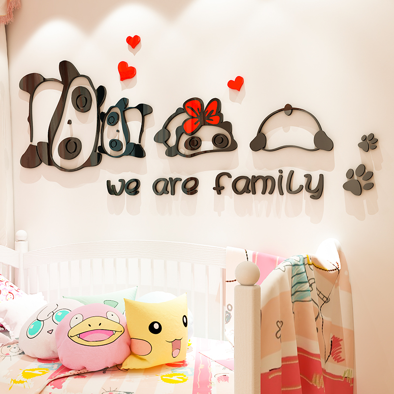Tranh dán tường mica 3d decor khổ lớn gia đình gấu trúc panda trang trí mầm non, phòng cho bé Nhiều Size - EPeBen