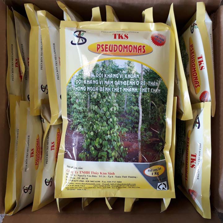 TKS-PSEUDOMONAS Chế Phẩm Sinh Học Trừ Bệnh Héo Xanh, Thối Rễ, Nứt Thân, Xì Mủ - Gói 1Kg