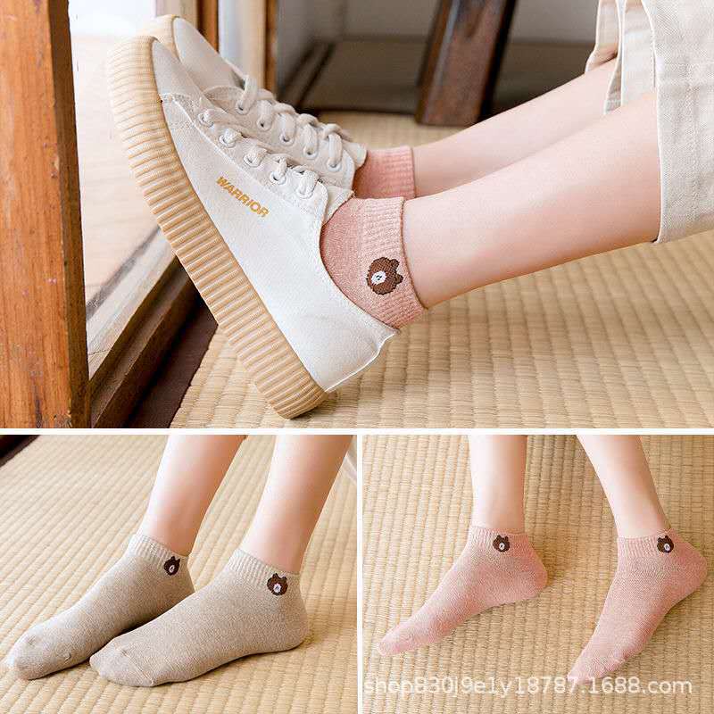 Tất vớ nam nữ họa tiết Gấu, sợi Cotton thoáng khí chống mồ hôi siêu bền