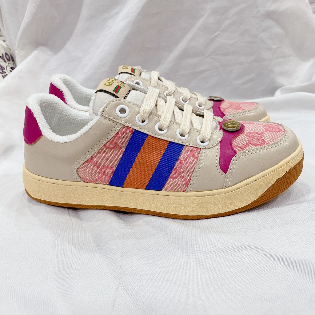 Giày gc nữ màu hồng , Giày sneaker gucci hải tú màu hồng cực chất 2022