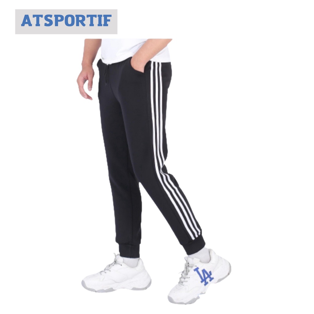 Quần Dài Thể Thao Nam ba Sọc Trắng Vải Nỉ Co Giãn