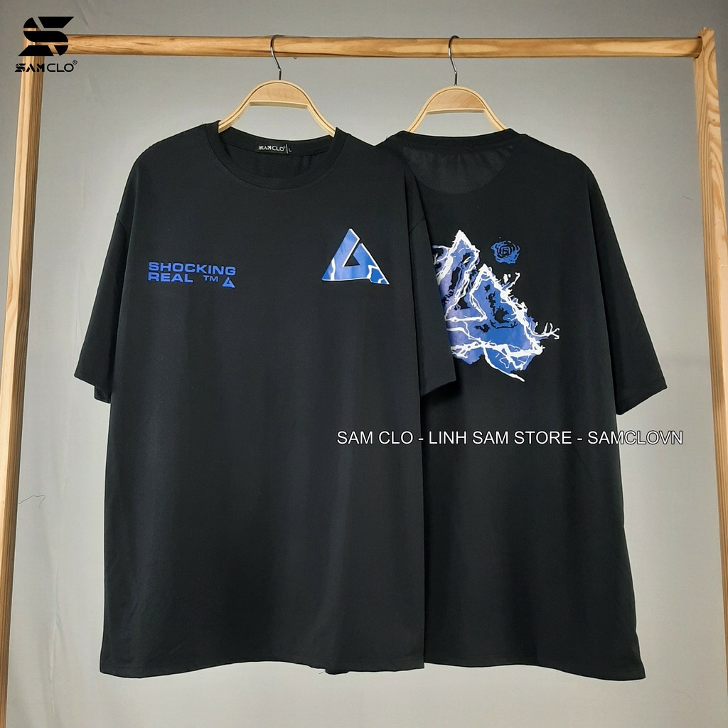 Áo thun tay lỡ freesize nữ - phông form rộng Unisex, mặc lớp, nhóm, cặp hình chữ A lửa xanh 4AM studio màu đen