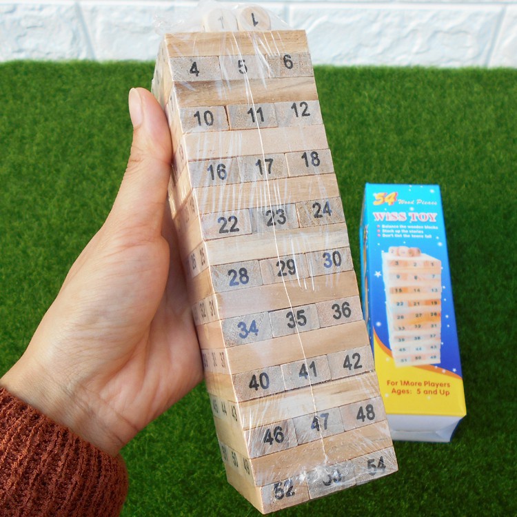 Đồ chơi cho bé, đồ chơi trẻ em rút gỗ Wisstoy 54 thanh luyện tập khéo léo và cẩn thận-Khoaibaby