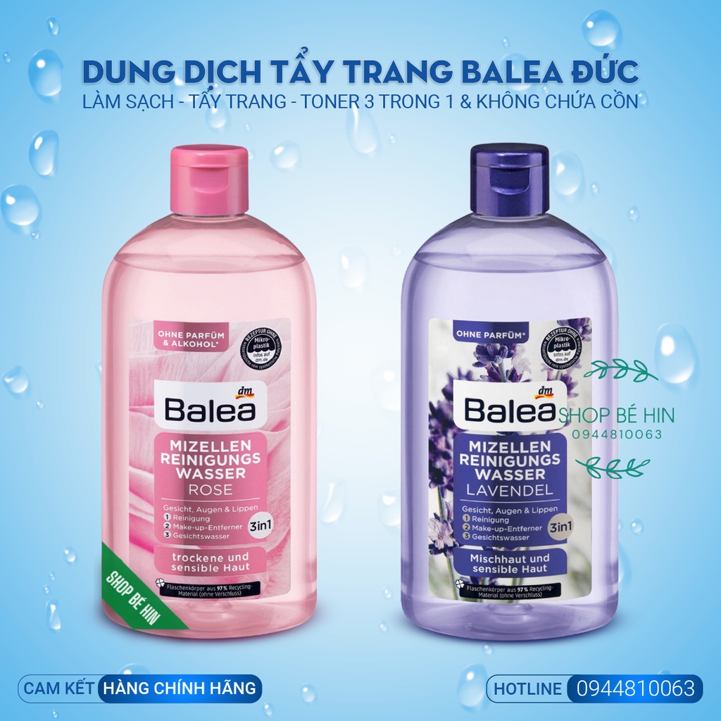 (Bill Đức) Dung dịch tẩy trang Balea 3 in 1, nước tẩy trang làm sạch sâu nhưng vẫn giữ được độ PH cân bằng cho da