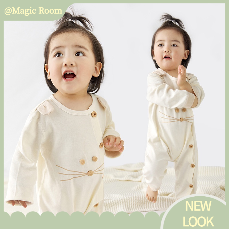 Babyfair. Áo liền quần cho bé dài tay ấm áp thân thiện với da Thân đường cong Đóng mở rộng Đáy dễ thương trẻ sơ sinh Trang phục mới biết đi