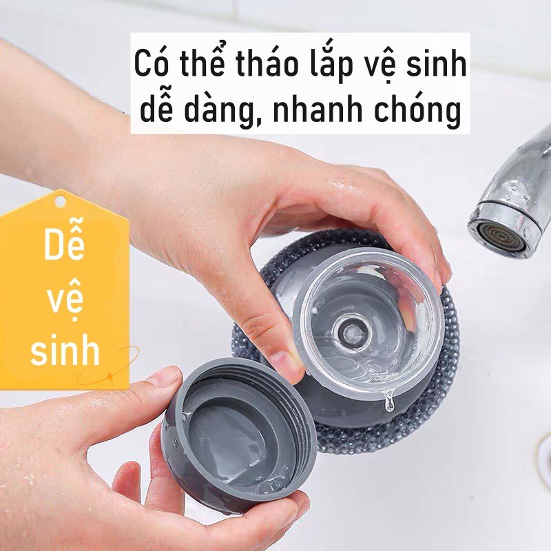 Dụng Cụ Cọ Rửa Đa Năng, Cọ Xoong Nồi, Cọ Bếp, Cọ Rửa Bát Đĩa Có Bình Chứa Tiện Lợi - Cọ Sắt