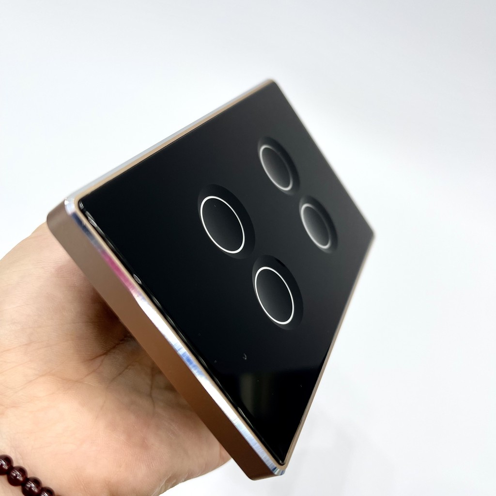 Công tắc Tuya Zigbee kính Lõm mặt Chữ Nhật - Công tắc tuya viền vàng, bản có Dây Nguội, Tương thích app Smart Life