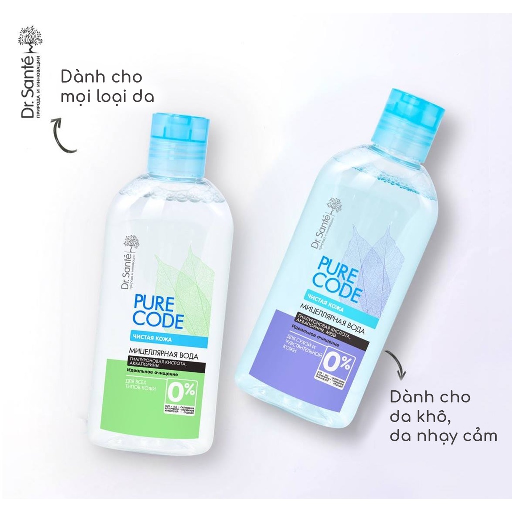 Nước tẩy trang micellar Dr. Sante Pure Code dành cho da khô, da nhạy cảm - BioTopcare Official