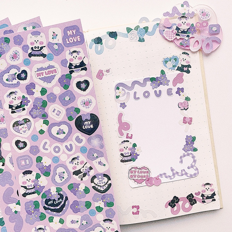 Miếng Dán Trang Trí Thẻ Họa Tiết Hoạt Hình Kiểu Hàn Quốc Dễ Thương