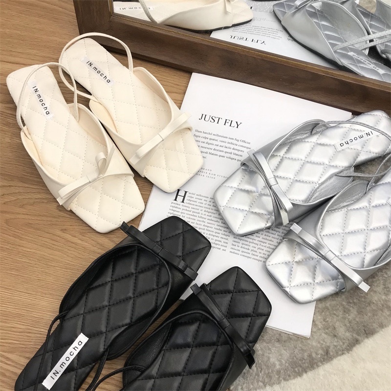 Dép sandal đế thấp quai nơ