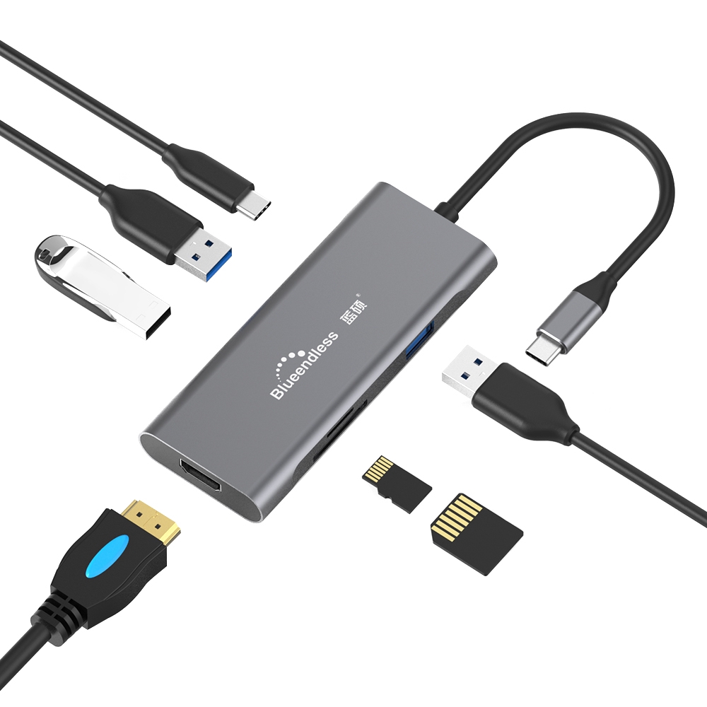 Thiết bị trạm kết nối loại C USB 3.0 HDMI TF LAN PD Blueendless 9 trong 1 cho Macbook Huawei Ziyi