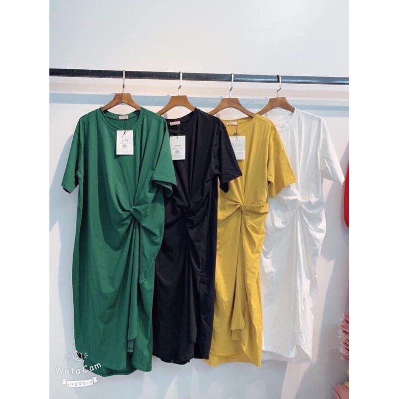 Váy suông cotton xoắn eo