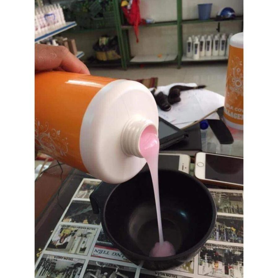[Chính hãng] [Siêu rẻ] Phủ lụa cam collagen Nano silk QL8X pha hóa chất uốn duỗi nhuộm siêu bóng mượt cho salon 1000ml