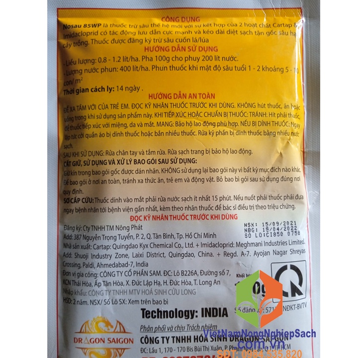 NOSAU 85WP - VUA RẦY XANH GÓI 100GR