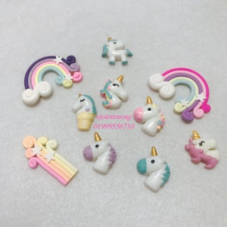 Set 10 charm cầu vồng và ngựa unicon