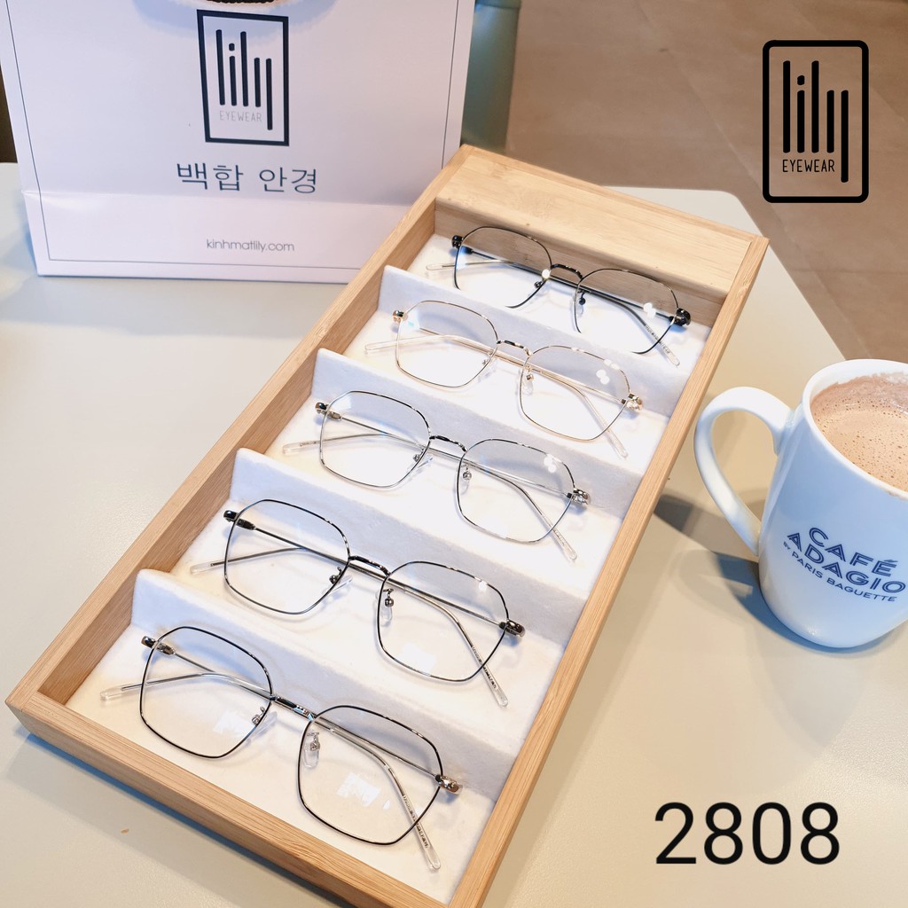 Gọng kính cận nam nữ Lilyeyewear chất liệu kim loại mắt đa giác thanh mảnh 2808 | BigBuy360 - bigbuy360.vn