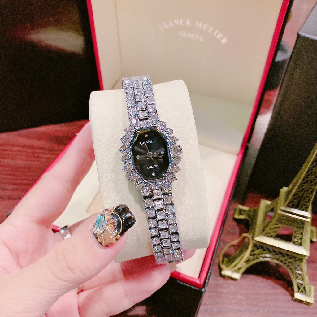 Đồng hồ thời trang nữ CHANEL đeo tay dây thép không gỉ mặt đính đá cao cấp chống nước chống xước | BigBuy360 - bigbuy360.vn