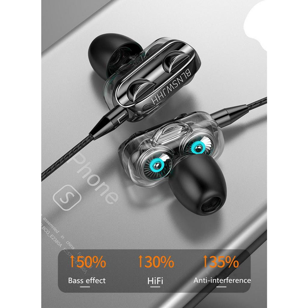 Tai Nghe Dây Stereo 4D KEBIDUMEI Cao Cấp Với Âm Bass Chắc Chắn Với Chuôi Cắm 3.5mm Kèm Micro