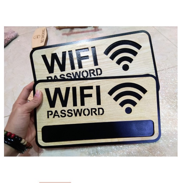 Bảng gỗ Password Wifi viết phấn mẫu dán tường, bảng treo tường gỗ tiện lợi cắt laser chất lượng cao decor quán, nhà hàng