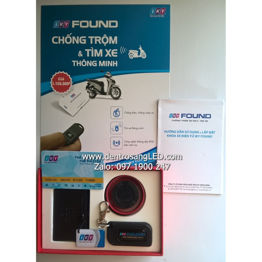 Khóa từ chống trộm xe máy IKY FOUND có remote - Hàng chính hãng có thẻ BH - BH 24 tháng