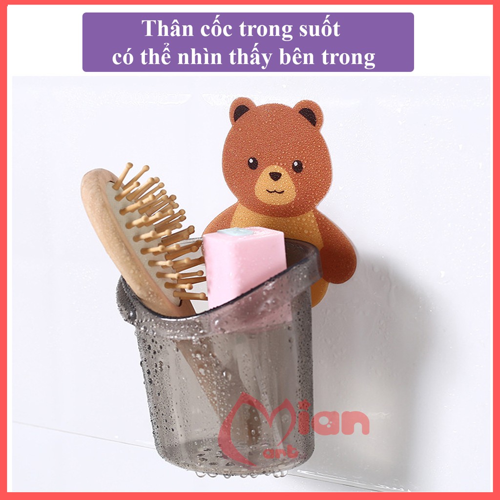 [Giao ngay] Cốc đựng bàn chải, kem đánh răng gắn tường hình gấu - cốc gắn tường hình gấu – MIAN MART