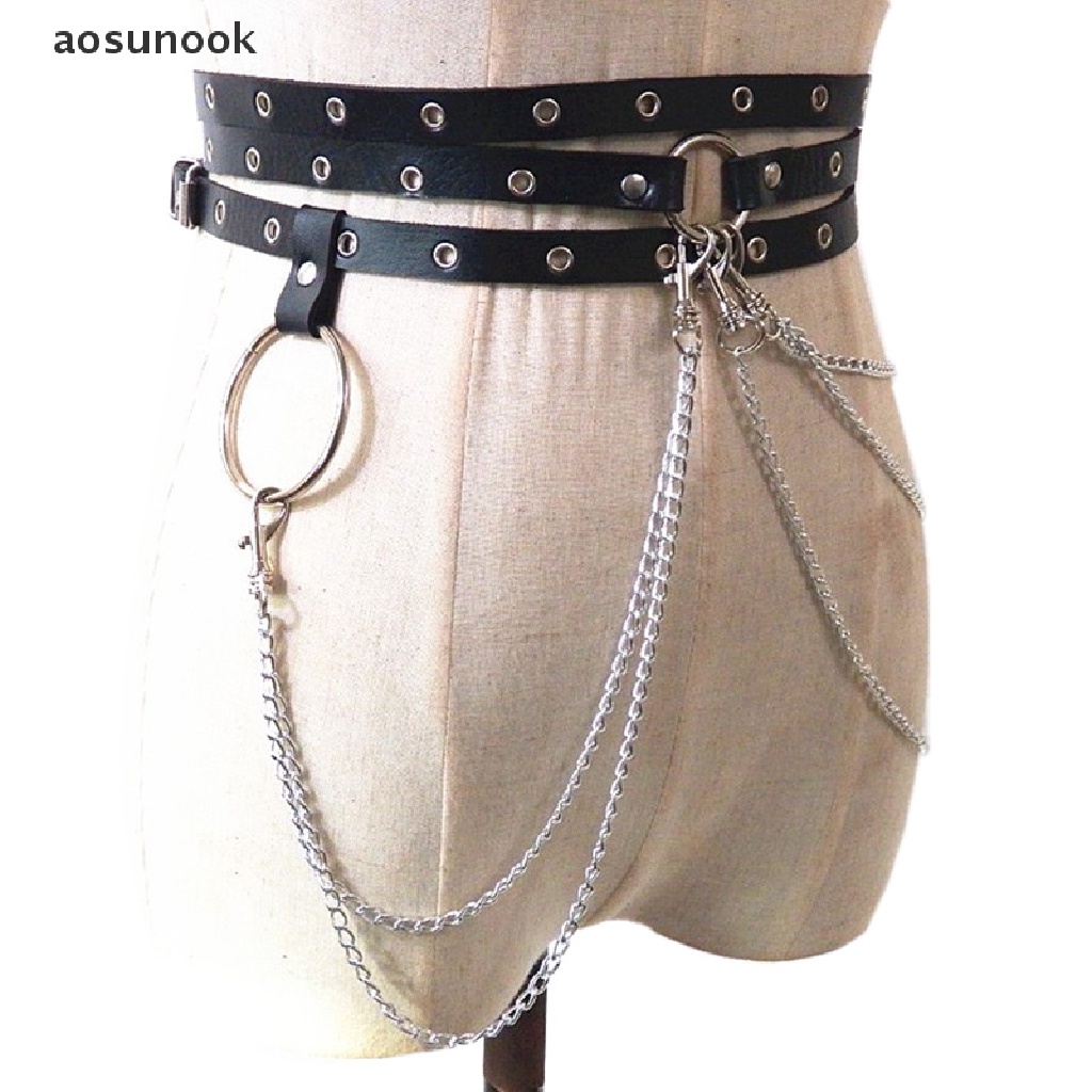 Thắt lưng nữ garter dây xích buộc eo phối da giả phong cách Punk