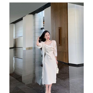 ĐẦM XOÈ LỤA 2 DÂY CỔ ĐỔ