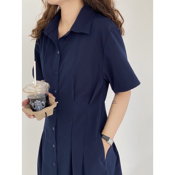 Nimi - Đầm sơ mi chiết eo nhẹ Signature shirts dress