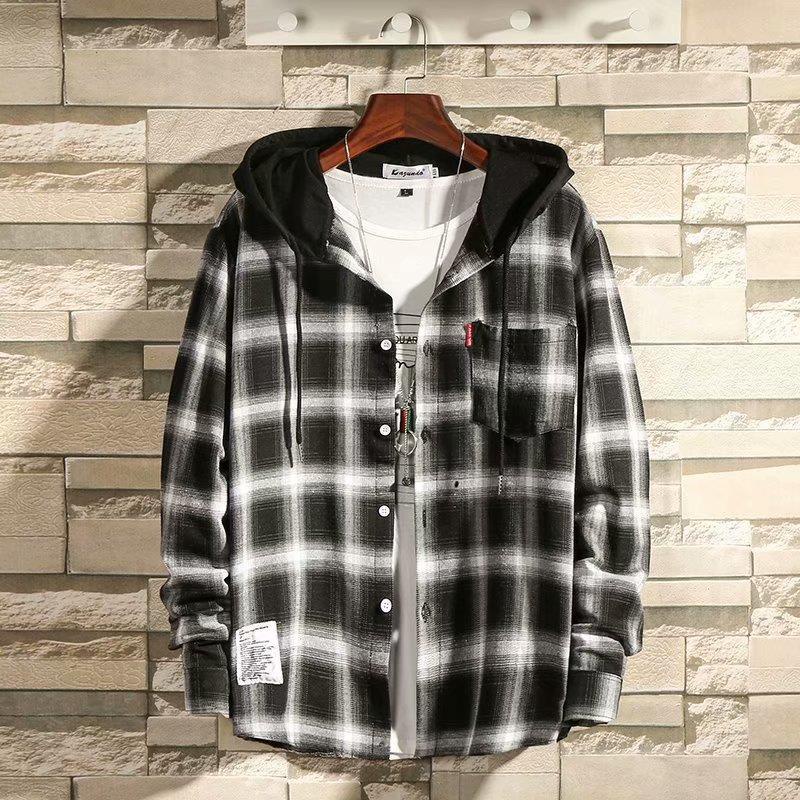 Áo Khoác Có Nón Dáng Rộng Họa Tiết Sọc Caro Thời Trang Cho Nam Và Nữ