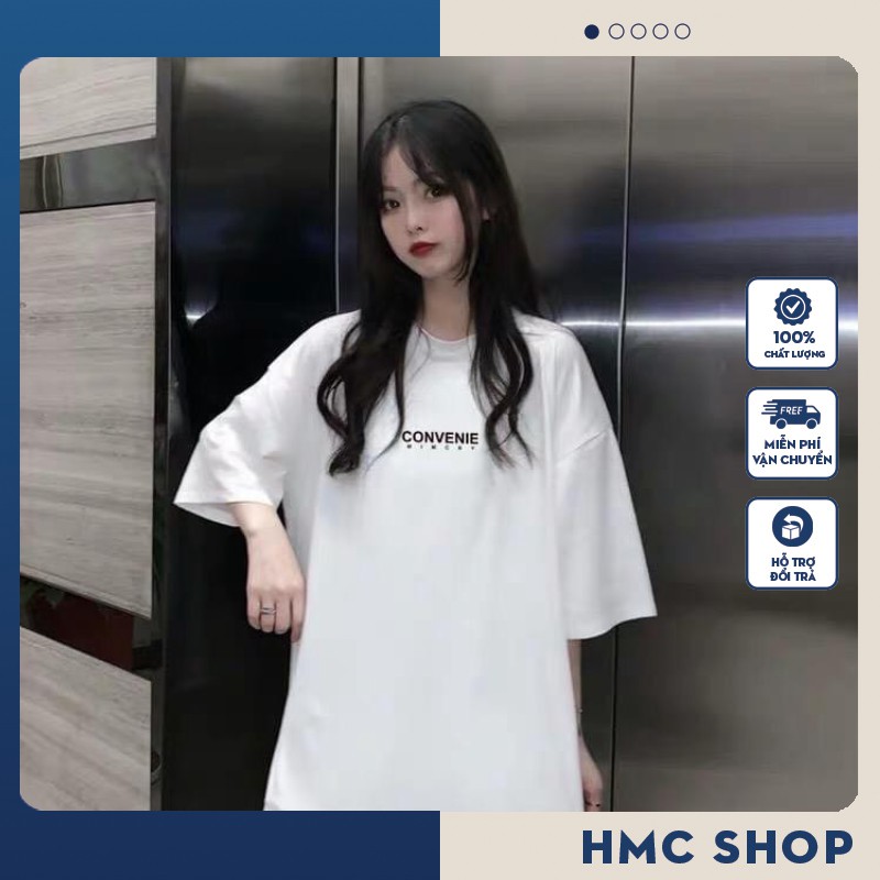 Áo thun Áo phông CONVENIE siêu xinh tay lỡ phông Unisex nam nữ Cotton oversize form rộng Oversize  co dãn 4 chiều MH008