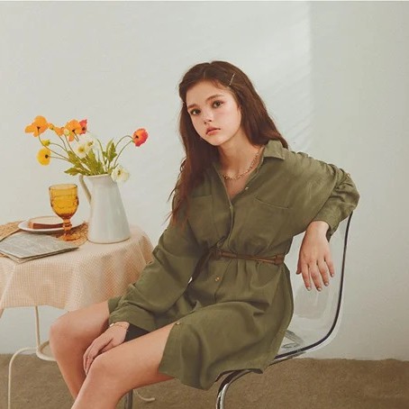 Váy sơ mi 2 túi trước kèm belt Nữ Air Space 2031824013 | BigBuy360 - bigbuy360.vn