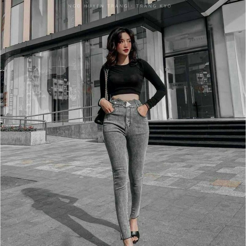 Quần jeans bò đai sắt dáng ôm nhiều màu sắc | BigBuy360 - bigbuy360.vn