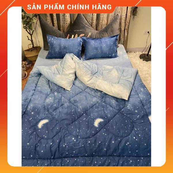 Bộ chăn phao trần bông ga gối 5 món chất liệu cotton poly đồng bộ màu sắc nhã nhặn