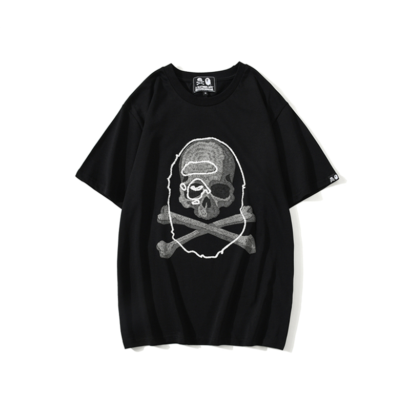 AAPE BAPE Áo Thun Cotton Tay Ngắn In Chữ A Bathing Ape Thời Trang Mùa Hè