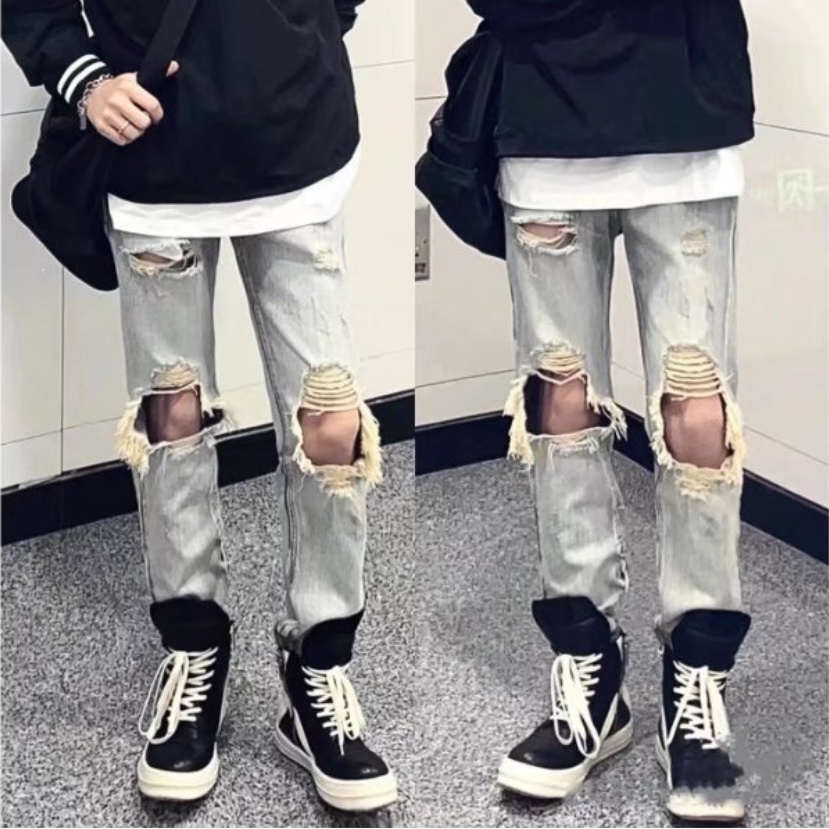 Quần Jeans Nam quần ống suông Thời Trang quần jean nam Dành quần jean nam ống suông unisex quần bò suông sexy chất đũi cao cấp quần jean nữ thời trang retro quần bò nam rách gối